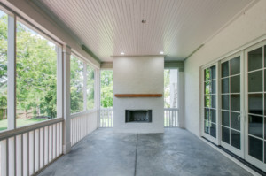 Enclosed patio with fireplace