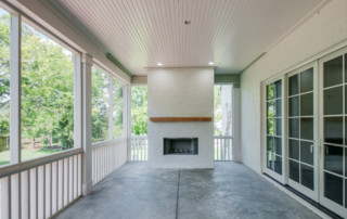 Enclosed patio with fireplace