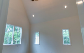 Vaulted ceiling with chandelier