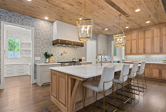 Luxury kitchen with island and island seating