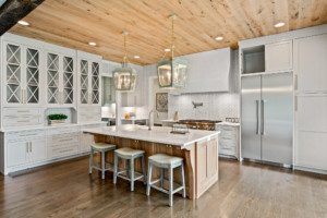 Kitchen with gorgeous wood and light gray styled furnishings